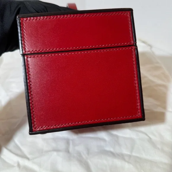 AUTHENTIC Moynat Calfskin Mini Vanity Case Clutch Red